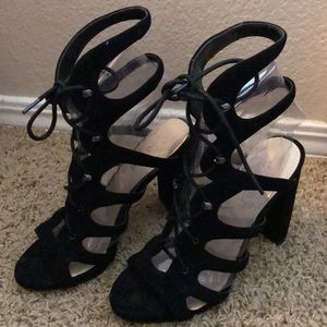 Nine West Lace Up Suede Heels